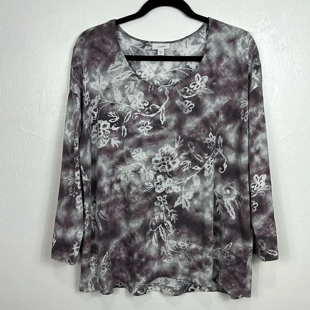 J. Jill Pure Jill Cotton Blend Floral Print Long Sleeve Top Size XLP